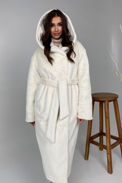 Сноу  теплое двухстороннее пальто из  еко меха и плотной  плащевки 9956 Цвет: Молоко