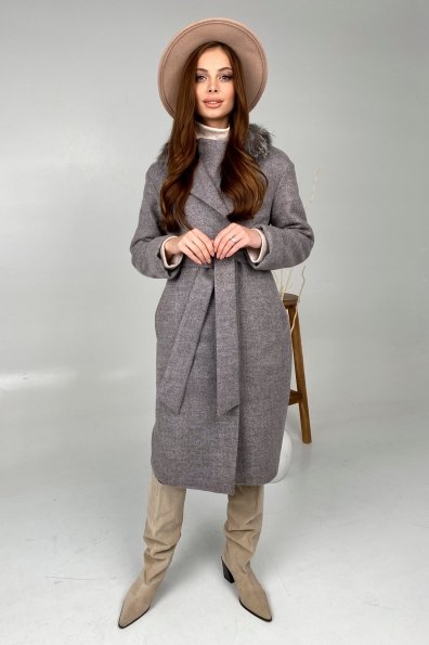 Зимнее приталенное пальто с поясом Богема 5706 Цвет: Карамель 20