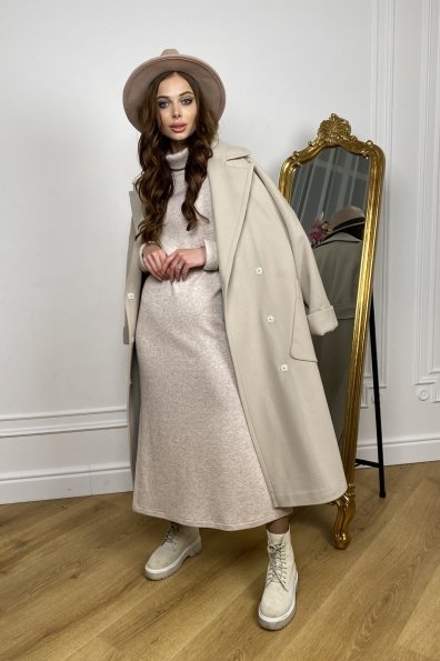  Кейт  зимнее пальто  из кашемира с хомутом 10097 Цвет: Бежевый
