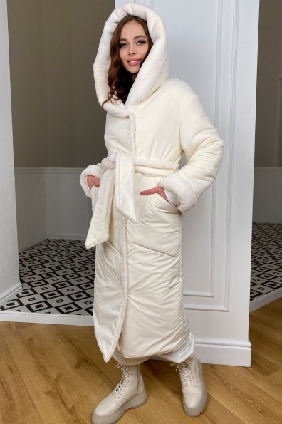 Сноу  теплое двухстороннее пальто из  еко меха и плотной  плащевки 9956 Цвет: Молоко/Молоко 6