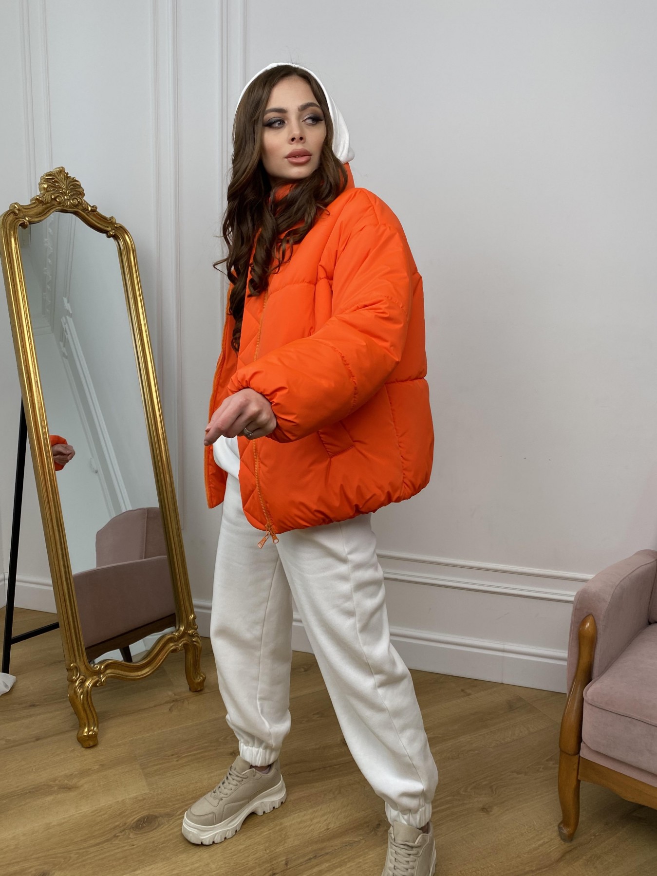 Муд куртка из плащевой ткани 10509 АРТ. 46915 Цвет: Оранжевый 788 - фото 4, интернет магазин tm-modus.ru