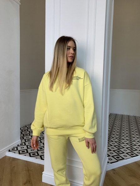 Ремейк Oversize трикотаж 3х нитка с начесом костюм 9969 Цвет: Лимон