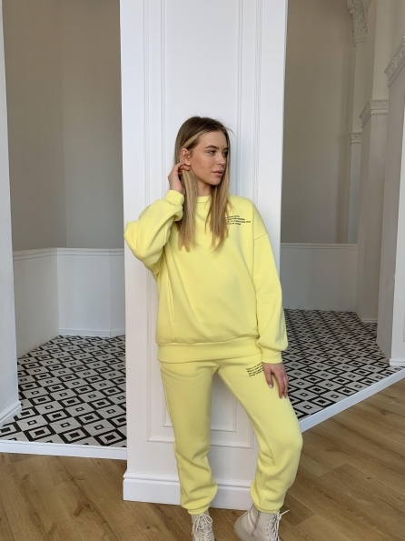 Ремейк Oversize трикотаж 3х нитка с начесом костюм 9969 Цвет: Лимон