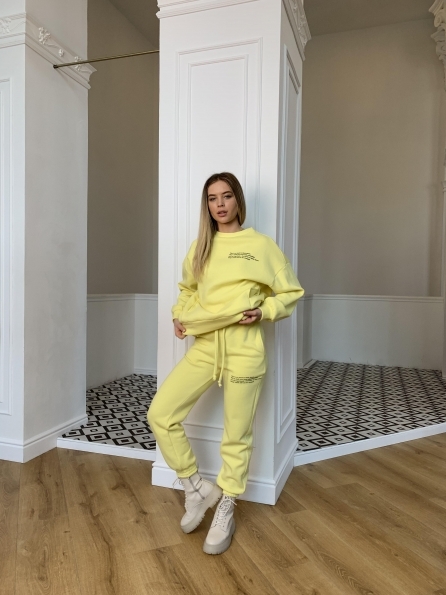 Ремейк Oversize трикотаж 3х нитка с начесом костюм 9969 Цвет: Лимон