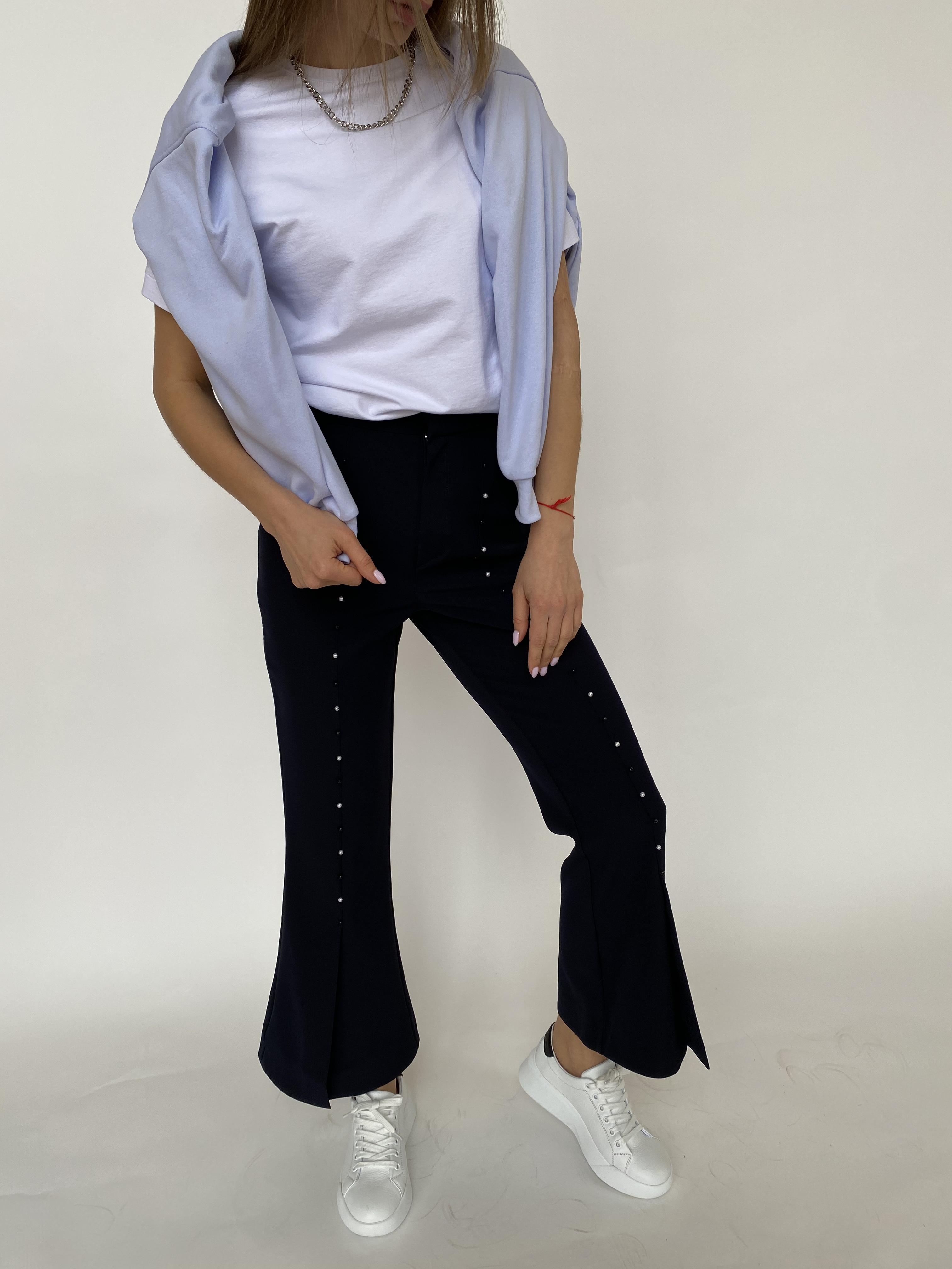 Сеймур  брюки укороченные из костюмной ткани 3288 Цвет: Тёмно-синий