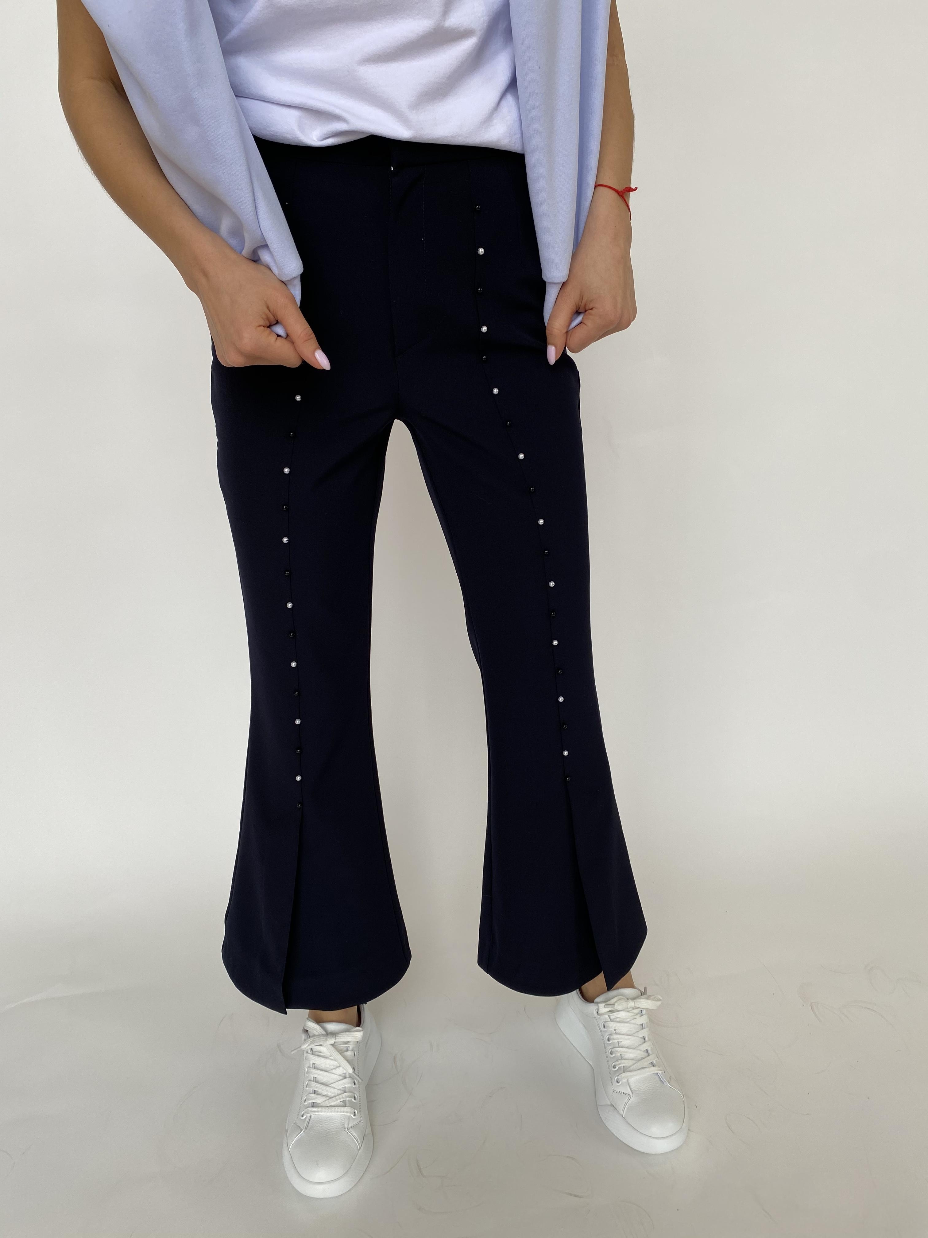 Сеймур  брюки укороченные из костюмной ткани 3288 Цвет: Тёмно-синий