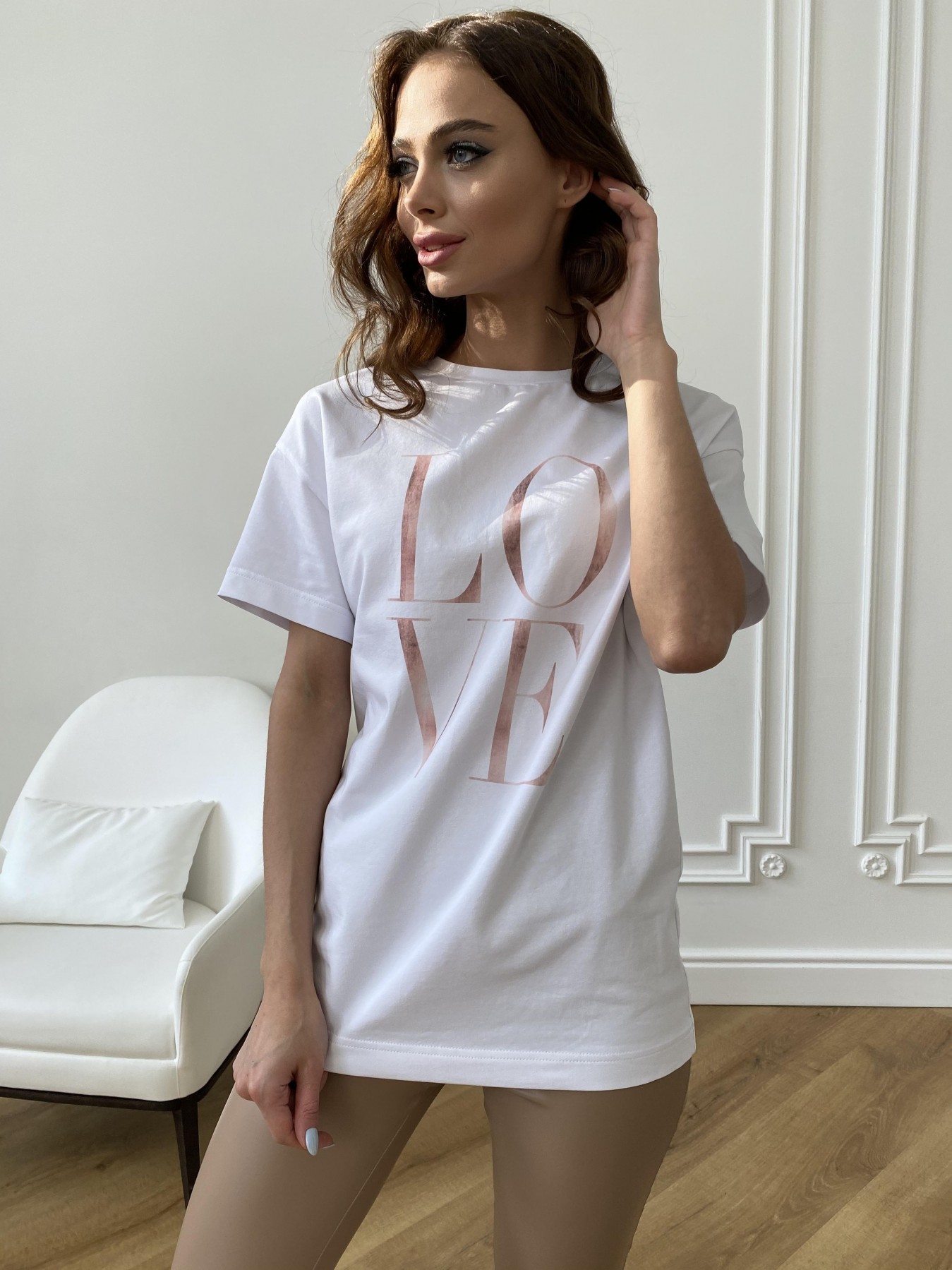 Лове футболка из вискозы однотонная хлопок 11176 АРТ. 47664 Цвет: Белый - фото 5, интернет магазин tm-modus.ru