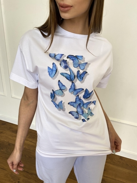 Бабочки футболка из вискозы однотонная хлопок 11232 Цвет: Белый