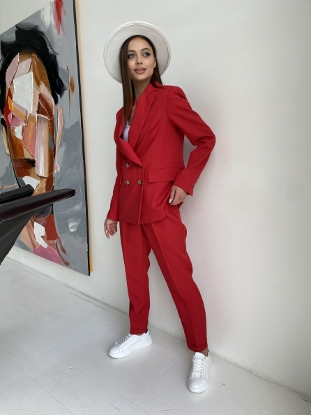 Франко деловой костюм из костюмной ткани 11090 Цвет: Красный