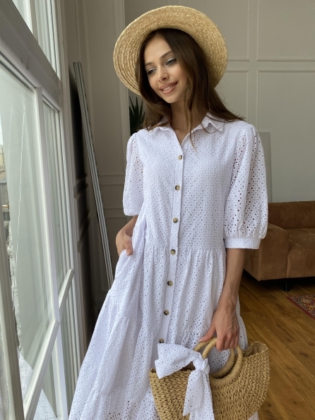 Коста Бланка платье с коротким рукавом из шитья 11359 Цвет: Белый/МелЦветПерфор