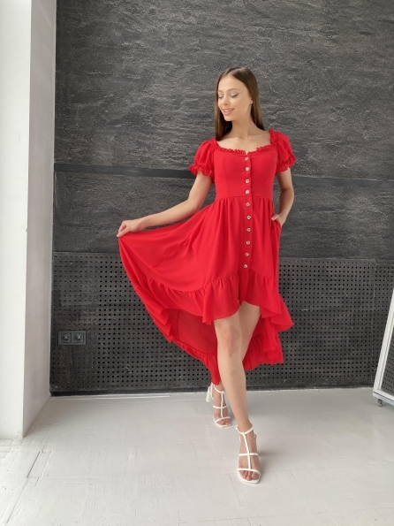 Нежность платье из шифона креп креш 11464 Цвет: Красный