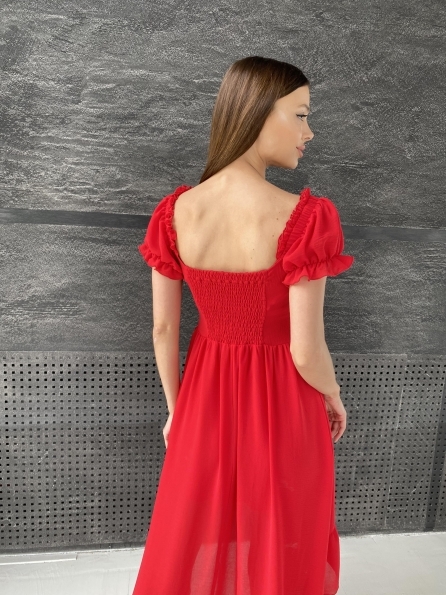 Нежность платье из шифона креп креш 11464 Цвет: Красный