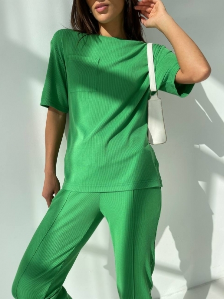 Романо трикотаж рубчик костюм 12398 Цвет: Сочная зелень