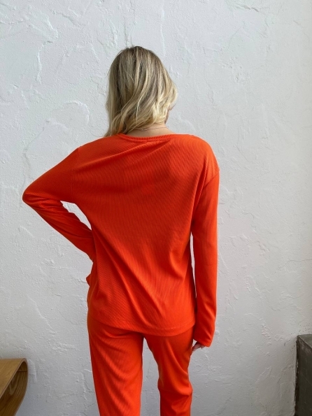 Оушен д/р Трикотаж рубчик прогулочный костюм 12677 Цвет: Оранжевый
