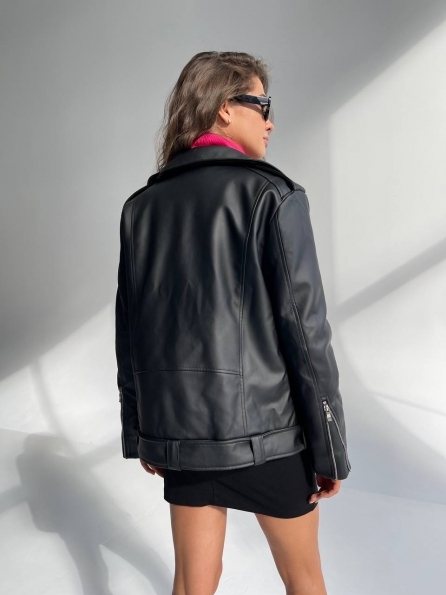 Босс экокожа прокатанная утепленная куртка 12721 Цвет: Черный