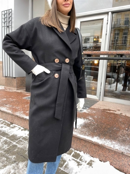 Сенсей макси экокашемир  зима пальто 12938 Цвет: Черный