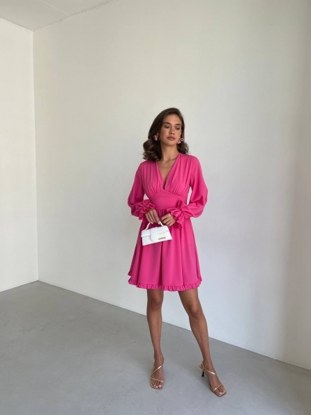 Бритни Миди д/р  СОФТ однотонный (вискоза)  платье 13674 Цвет: Малина - фото №1 Бритни Миди д/р  СОФТ однотонный (вискоза)  платье 13674 Цвет: Малина