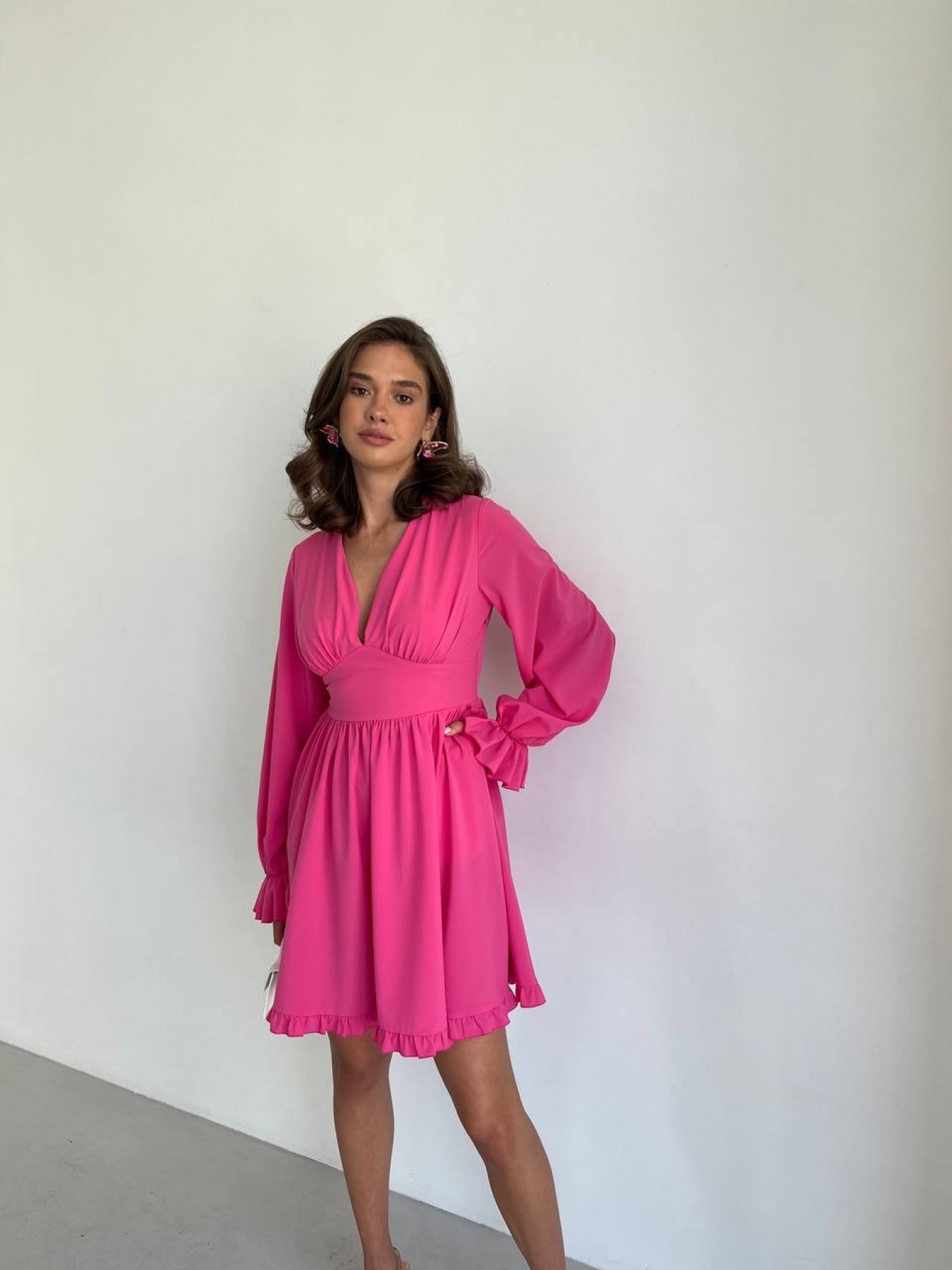 Бритни Миди д/р  СОФТ однотонный (вискоза)  платье 13674 Цвет: Малина - фото №2 Бритни Миди д/р  СОФТ однотонный (вискоза)  платье 13674 Цвет: Малина