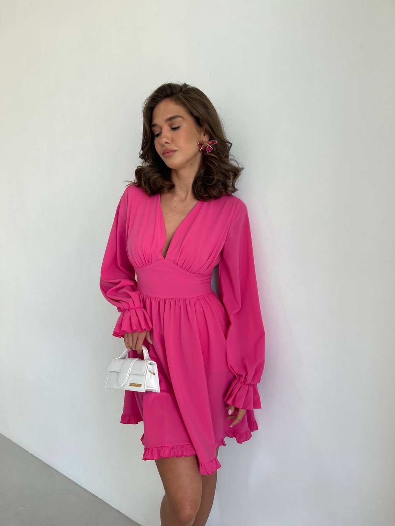 Бритни Миди д/р  СОФТ однотонный (вискоза)  платье 13674 Цвет: Малина - фото №4 Бритни Миди д/р  СОФТ однотонный (вискоза)  платье 13674 Цвет: Малина