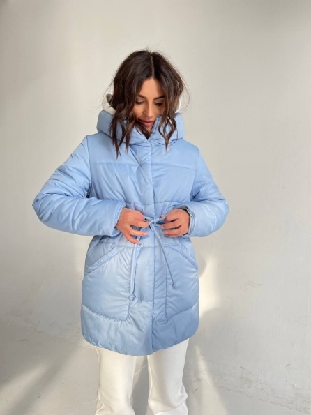 Піно Плащівка СІРЕ пуховик зима 14001 Цвет: Голубой - фото №2 Піно Плащівка СІРЕ пуховик зима 14001 Цвет: Голубой
