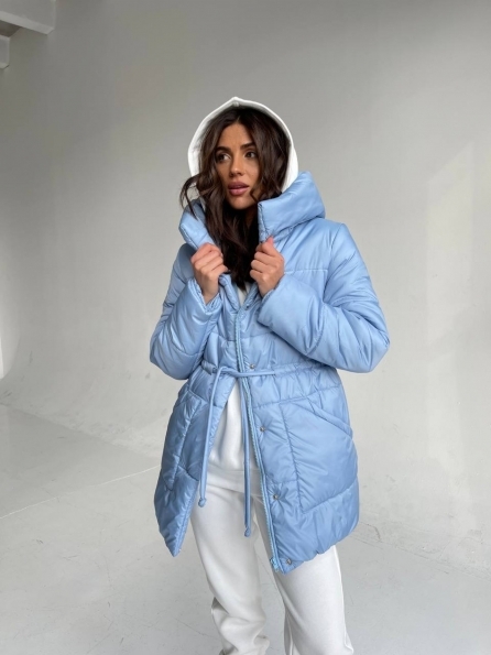 Піно Плащівка СІРЕ пуховик зима 14001 Цвет: Голубой - фото №3 Піно Плащівка СІРЕ пуховик зима 14001 Цвет: Голубой