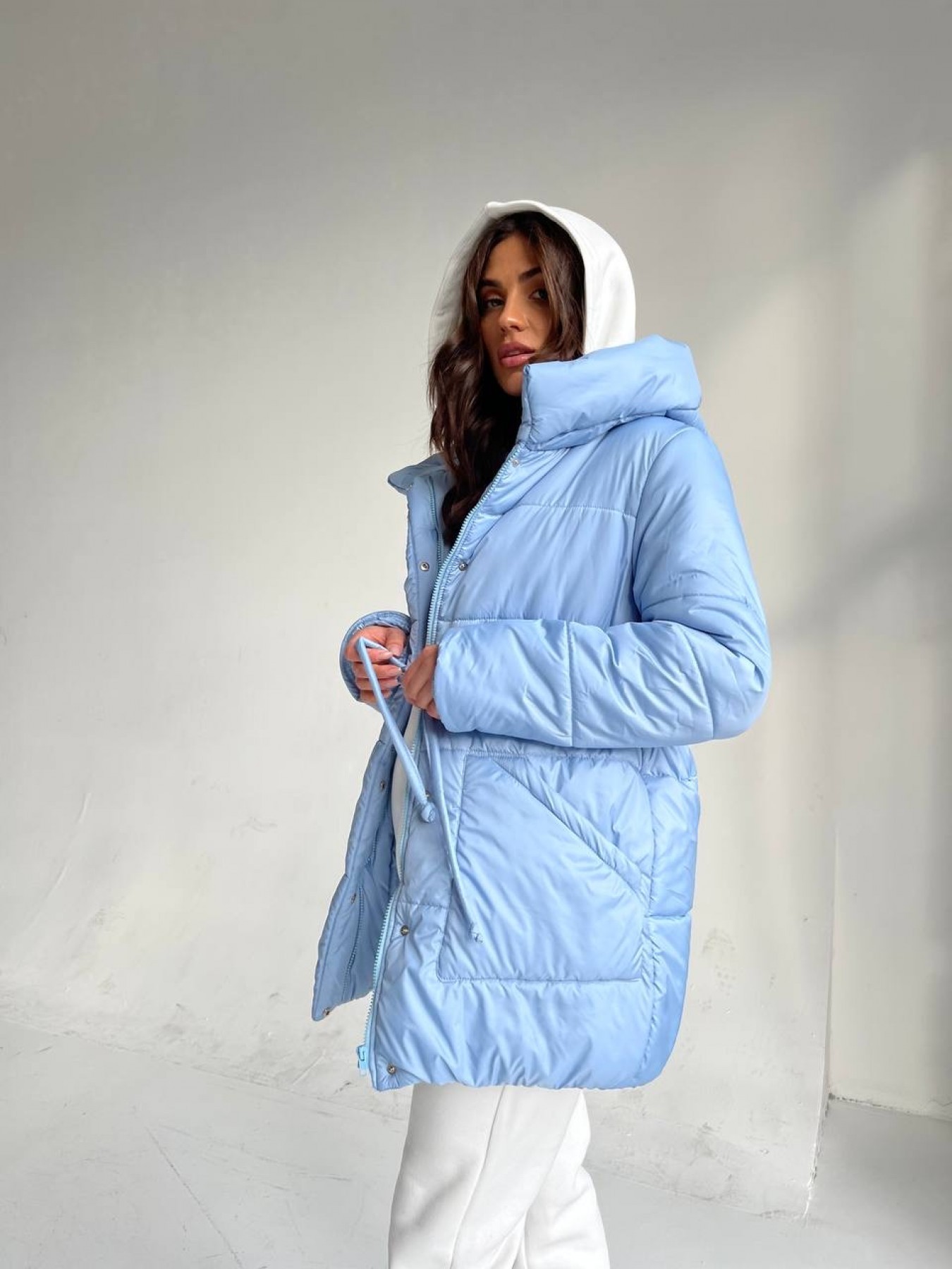 Піно Плащівка СІРЕ пуховик зима 14001 Цвет: Голубой - фото №6 Піно Плащівка СІРЕ пуховик зима 14001 Цвет: Голубой