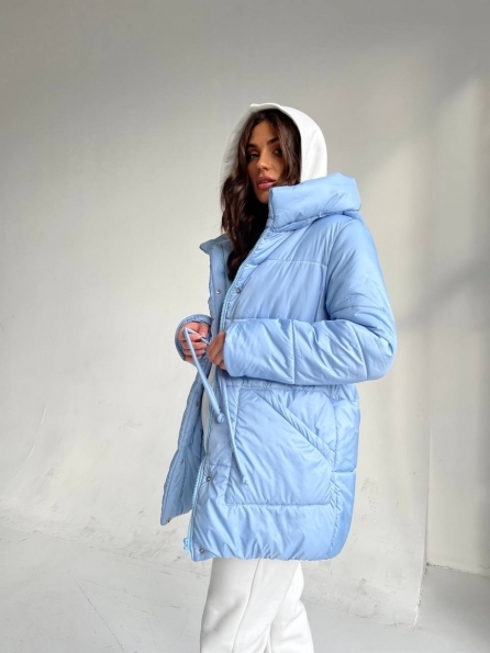 Піно Плащівка СІРЕ пуховик зима 14001 Цвет: Голубой - фото №6 Піно Плащівка СІРЕ пуховик зима 14001 Цвет: Голубой