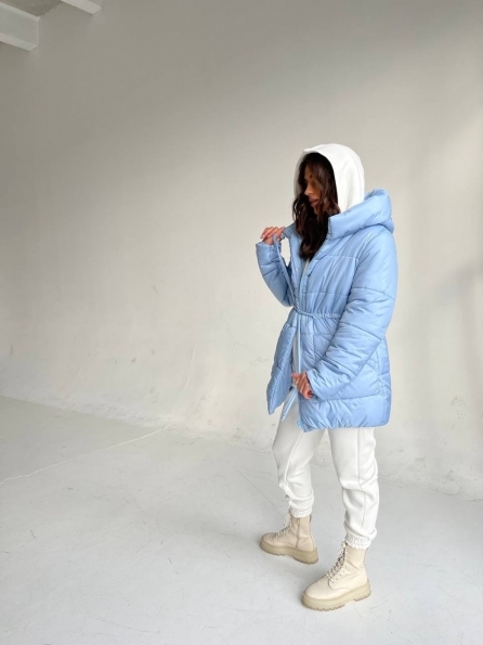 Піно Плащівка СІРЕ пуховик зима 14001 Цвет: Голубой - фото №7 Піно Плащівка СІРЕ пуховик зима 14001 Цвет: Голубой