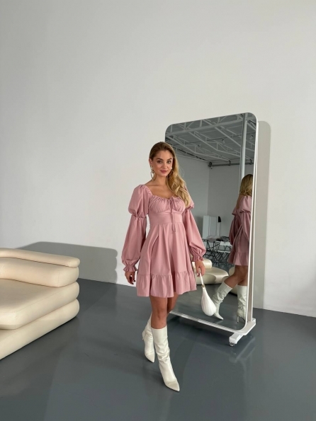 Принцесс мини софт однотонный софт платье 14109 Цвет: Розовая пудра