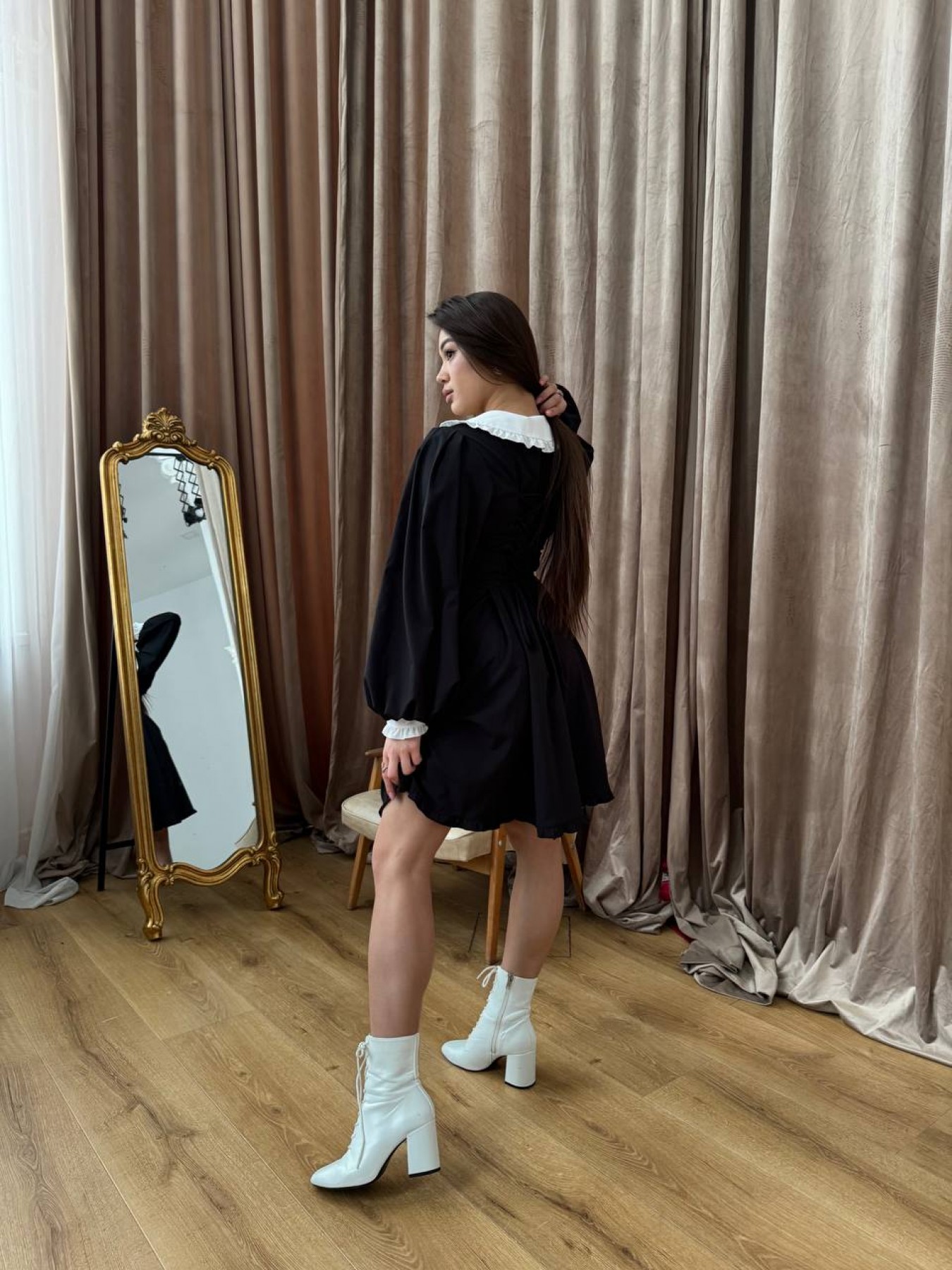 Франси Мини д/р СОФТ однотонный (вискоза) платье 14237 Цвет: Черный/Молоко