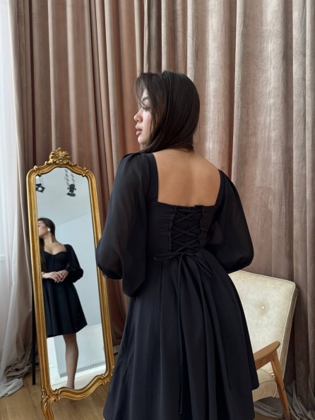 Синди Мини д/р СОФТ однотонный (вискоза) платье 13828 Цвет: Черный