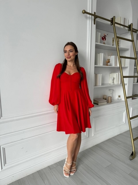 Синди Мини д/р СОФТ однотонный (вискоза) платье 13828 Цвет: Красный