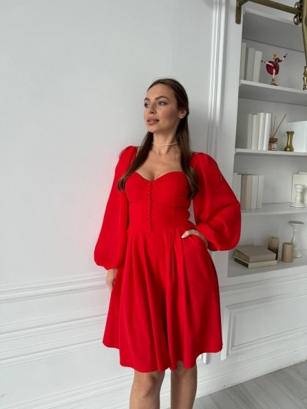 Синди Мини д/р СОФТ однотонный (вискоза) платье 13828 Цвет: Красный