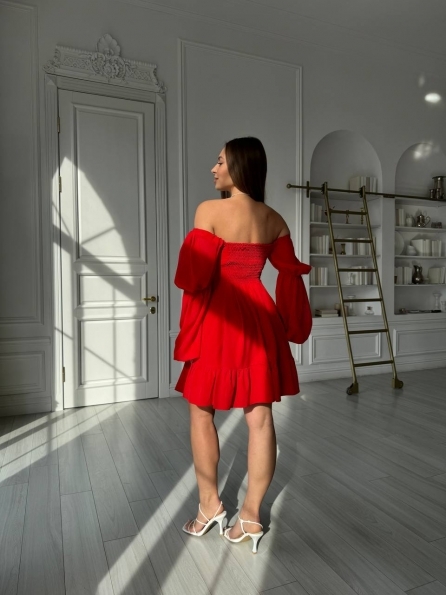 Принцесс мини софт однотонный платье 14225 Цвет: Красный