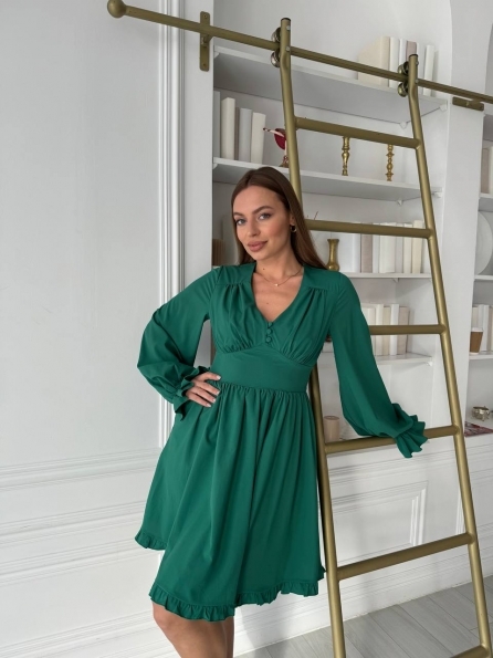 Бритни Мини д/р  СОФТ однотонный (вискоза)  платье 14113 Цвет: Зеленый
