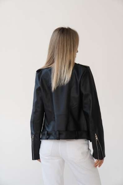 Перфекто Экокожа с накаткой куртка косуха 14334 Цвет: Черный/Матовый