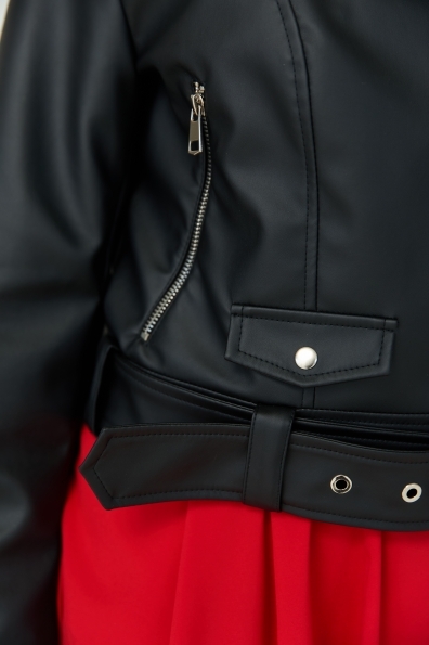Тиндер  Экокожа с накаткой куртка косуха 14338 Цвет: Черный/Матовый