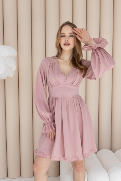Бритни Мини д/р  СОФТ однотонный (вискоза)  платье 14113 Цвет: Розовая пудра