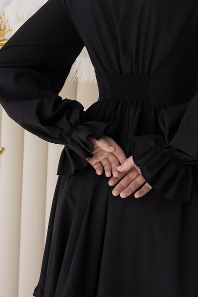 Бритни Мини д/р  СОФТ однотонный (вискоза)  платье 14113 Цвет: Черный