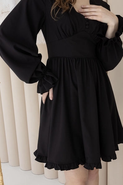 Бритни Мини д/р  СОФТ однотонный (вискоза)  платье 14113 Цвет: Черный