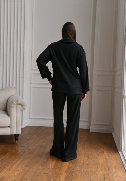 Сіті Трикотаж рубчик середній костюм 14409 Цвет: Черный