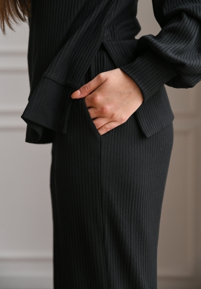 Сіті Трикотаж рубчик середній костюм 14409 Цвет: Черный