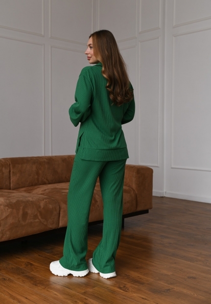Сіті Трикотаж рубчик середній костюм 14409 Цвет: Зеленая травка