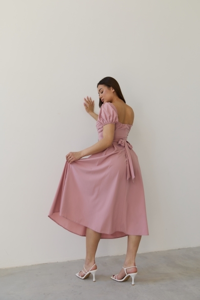 Сукня Ники Миди 14502 Цвет: Розовая пудра