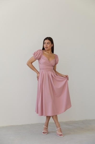Сукня Ники Миди 14502 Цвет: Розовая пудра