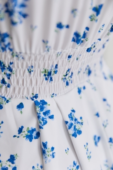 Сукня Смузи Міді 14438 Цвет: Молоко/Синие букетики