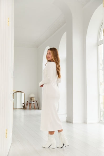 Сукня Тіамо Трикотаж дрібний рубчик 14838 Цвет: Молоко