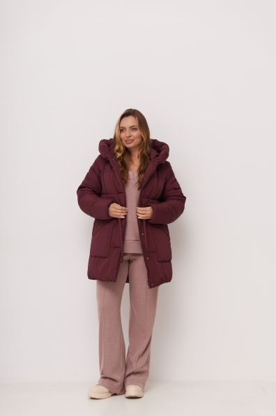 Пуховик Піно плащівка Ammy 15117 Цвет: Марсала - фото №1 Пуховик Піно плащівка Ammy 15117 Цвет: Марсала