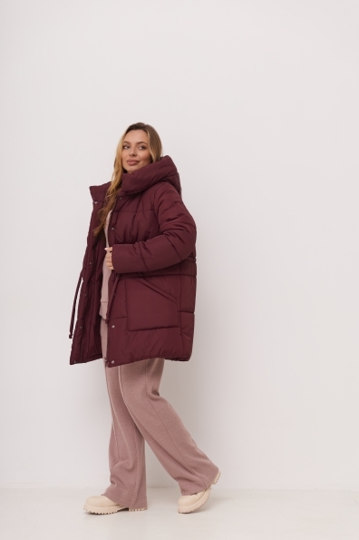 Пуховик Піно плащівка Ammy 15117 Цвет: Марсала - фото №2 Пуховик Піно плащівка Ammy 15117 Цвет: Марсала