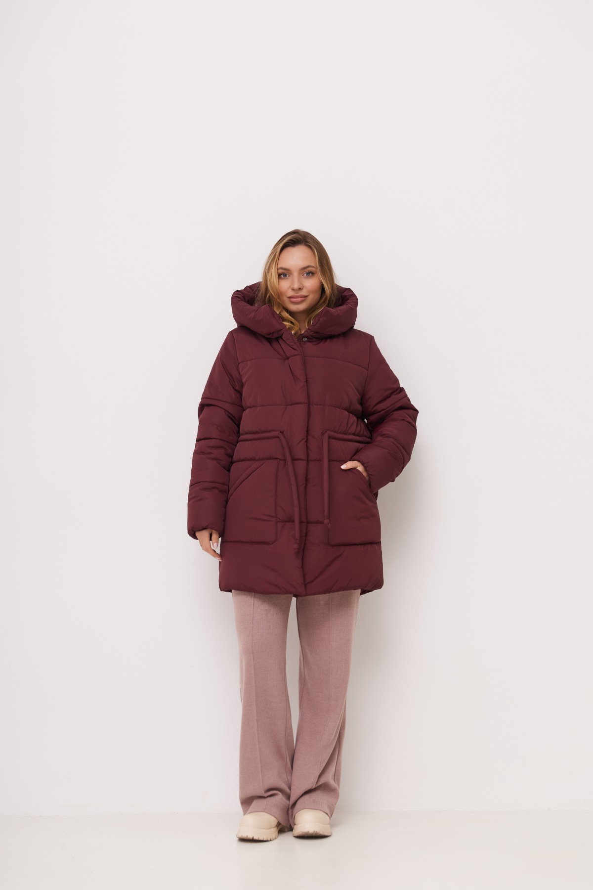 Пуховик Піно плащівка Ammy 15117 Цвет: Марсала - фото №3 Пуховик Піно плащівка Ammy 15117 Цвет: Марсала